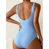 Summer Fashion Solid Color Fluorescent Pleated Fabric Wave Strip One-piece Swimsuit Beach Vacation Women's Swimsuit