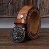 Retro Distressed Frosted Buckle Belt for Men Genuine Leather Smooth Buckle Trendy Fashion Genuine Leather Cowhide Belt