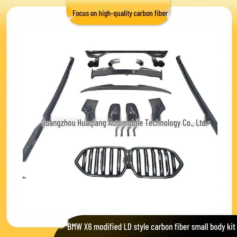 LD Style Carbon Fiber Kit: Front Lip, Rear Lip, Roof Spoiler, Air Vents, Side Gills, Hood for BMW X6 Modification