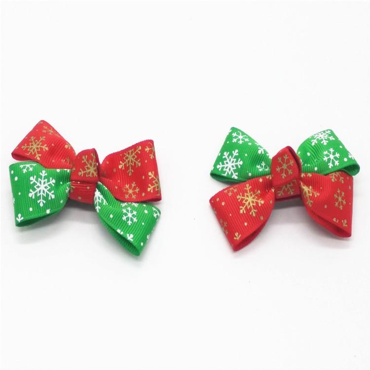 Personalized Christmas Grosgrain Hair Bows With Clips for Festival Decoration