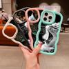 Macaron Big Wave Soft Phone Case for iPhone 11 12 13 14 15 Samsung A15 A23 A24 A25 A54 A55 Xiaomi Redmi Note 13 Cover A41 Cool Cat Black Design Art