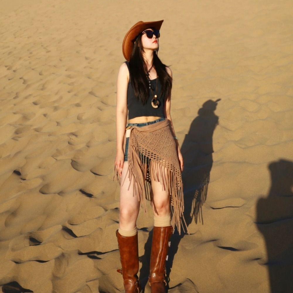 Wraps Knitted Triangle Scarf Cloak Fart Curtain Elegant Waistband Women