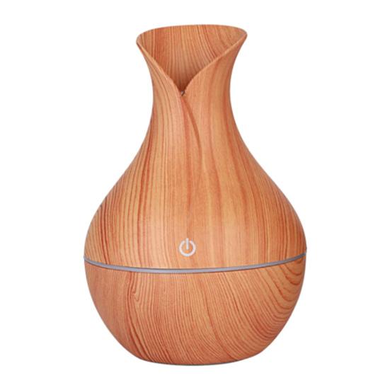 Мини-увлажнитель воздуха в форме вазы с текстурой дерева, тихий, с холодным паром, USB, настольный диффузор для автомобиля, офиса, комнаты, спальни