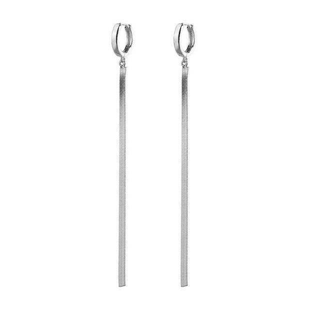 CANNER 100% Real 925 Sterling Silver Hoop Earrings For Women Simple Flat Snake Chain Tassel Piercing Earring Jewelry Pendientes