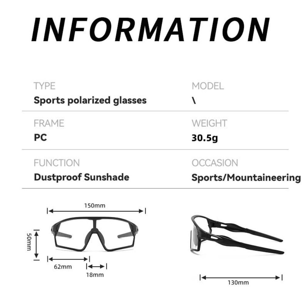 UV400 Photochromic Cycling Glasses Turned Up Sports Sunglasses Photochromic Bike Glasses Summer