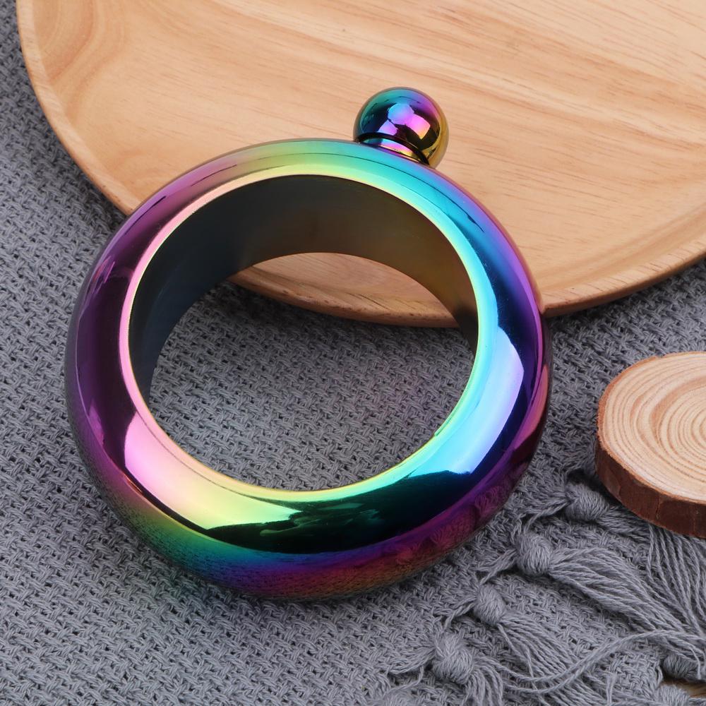 HILIFE Round Chic Hip Flask Bracelet Elegant Wine Bottle Bangle Hip Flask Stainless Steel 3.5 Oz for Whiskey Vodka Alcohol Drinkware Accessories