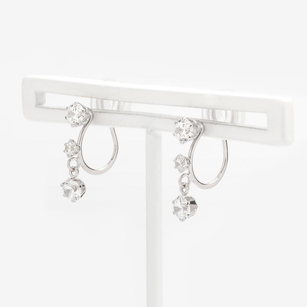 ESTELLE [Official] Women's Earrings, 10K White Gold, Cubic Zirconia, 0282-0145-0019-0000