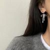 Модные серебряные серьги-капли с бантом из ленты для женщин и девочек в корейском стиле, серьги с имитацией жемчуга, свадебные украшения, подарки
