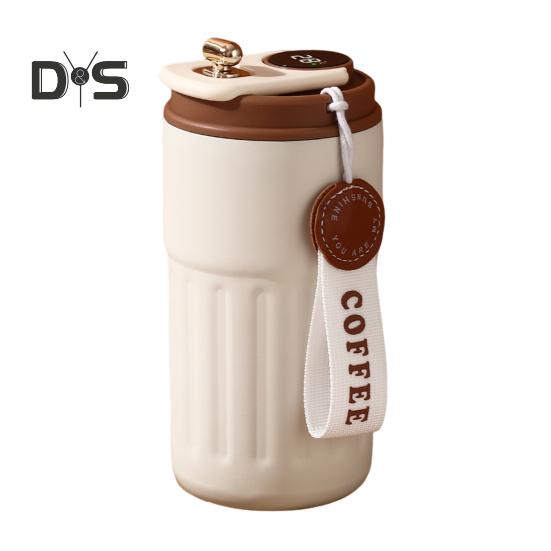 Термокружка для кофе с дисплеем температуры, 450 мл, герметичная крышка, нержавеющая сталь, многоразовая кофейная чашка, горячая и холодная, вакуумная кружка для любителей кофе