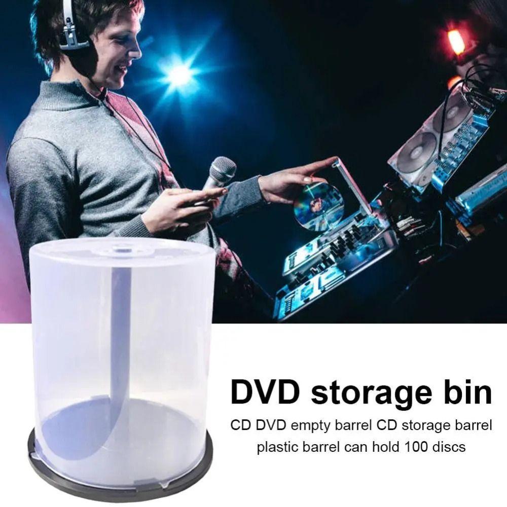 Clear Plastic DVD Storage Bucket Holds 100 Discs Disc Organizer Portable CD Storage Bucket  Home