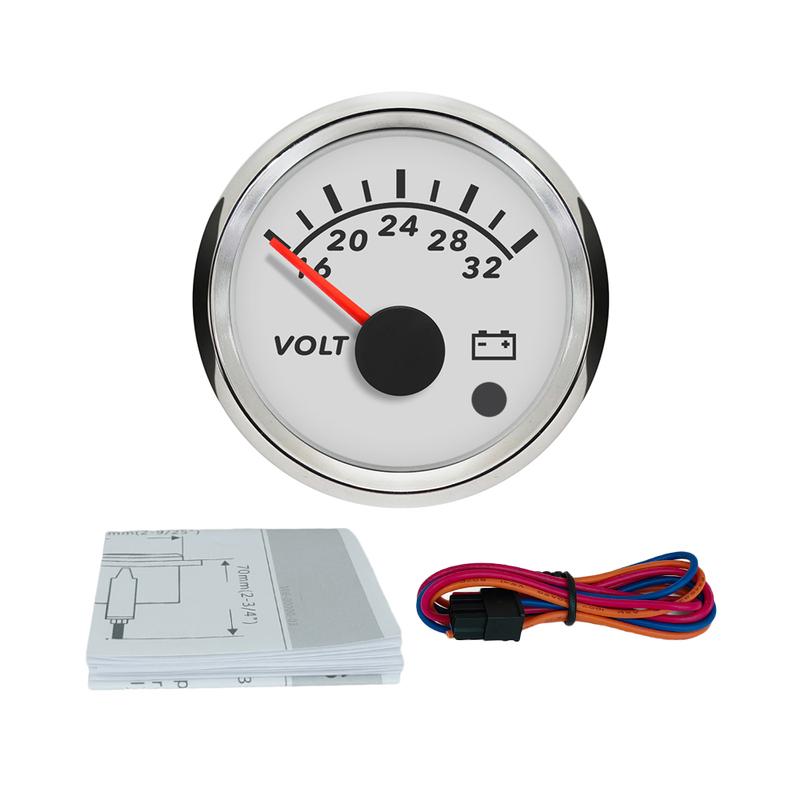 ELING Car Boat Yacht Truck Universal 52mm Voltmeter 8-16V 16-32V 9-32V Volt Gauge with 8 Colors Backlight and Alarm