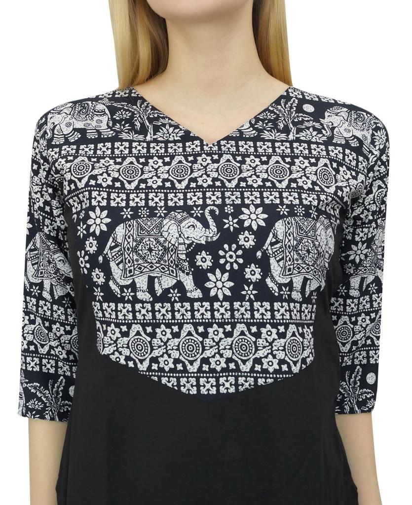 Phagun Женская хлопковая дизайнерская черная туника Kurta Ethnic с рукавами 3-4 Kurta-10