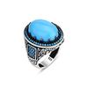 Мужское кольцо с овальным бирюзовым камнем в античном стиле, стерлинговое серебро 925 пробы, мужской браслет в винтажном стиле, уникальный подарок для него