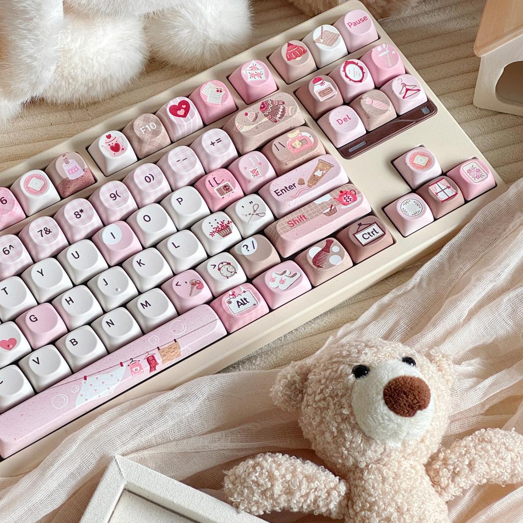 MAIMOOO Розово-коричневые кейкапы Милый профиль Cherry Soa PBT Для кастомных механических клавиатур Ajazz/Aula Кейкап