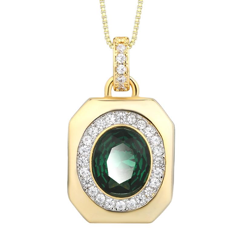 Осенне-зимние украшения Имитация корунда Золото Ретро Квадратный Дизайн Бренда Подвеска Ожерелье Главный Камень 10 * 12