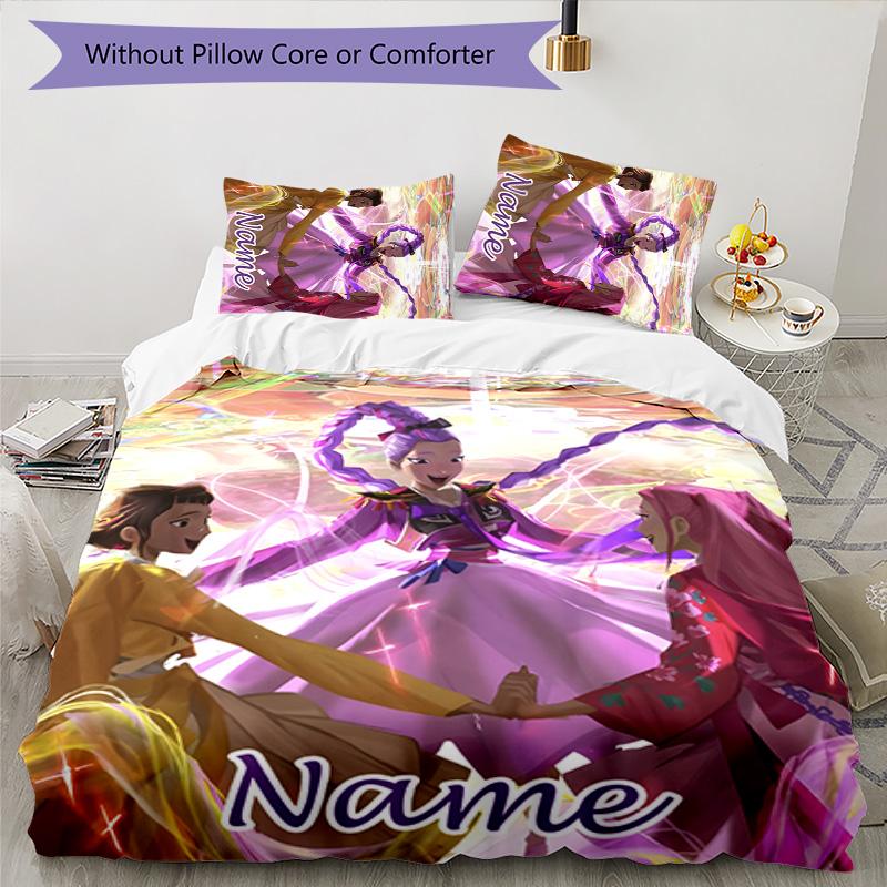 3pcs KPop Demon Hunters25 Cover Set - Personalized Name, HD Printed Bedding with 1 Cover and 2 Pillowcases - Perfect for Home Decor, Easy Care