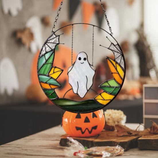 Хэллоуин Качели Призрак Подвесные Украшения Дома Офис Внутреннее Уличное Акриловое Витражное Стекло