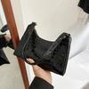 Популярная женская черная однотонная сумка с узором под крокодила, текстурированная сумка через плечо. Простой, индивидуальный и модный, я