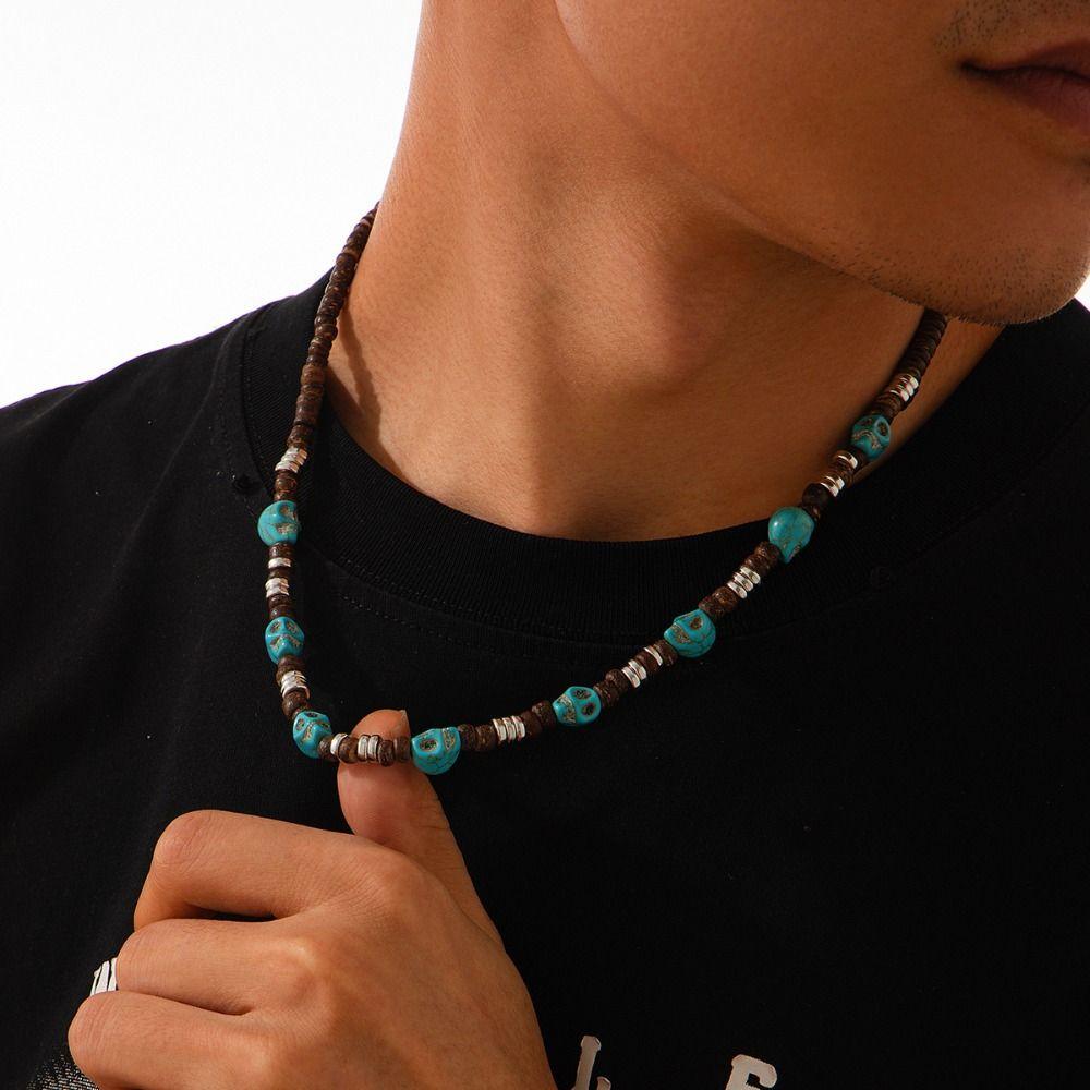 Этнический стиль Кокосовая скорлупа Ожерелье Готический Деревянный Чокер Сладкий Череп Бусины Ожерелье Подарок