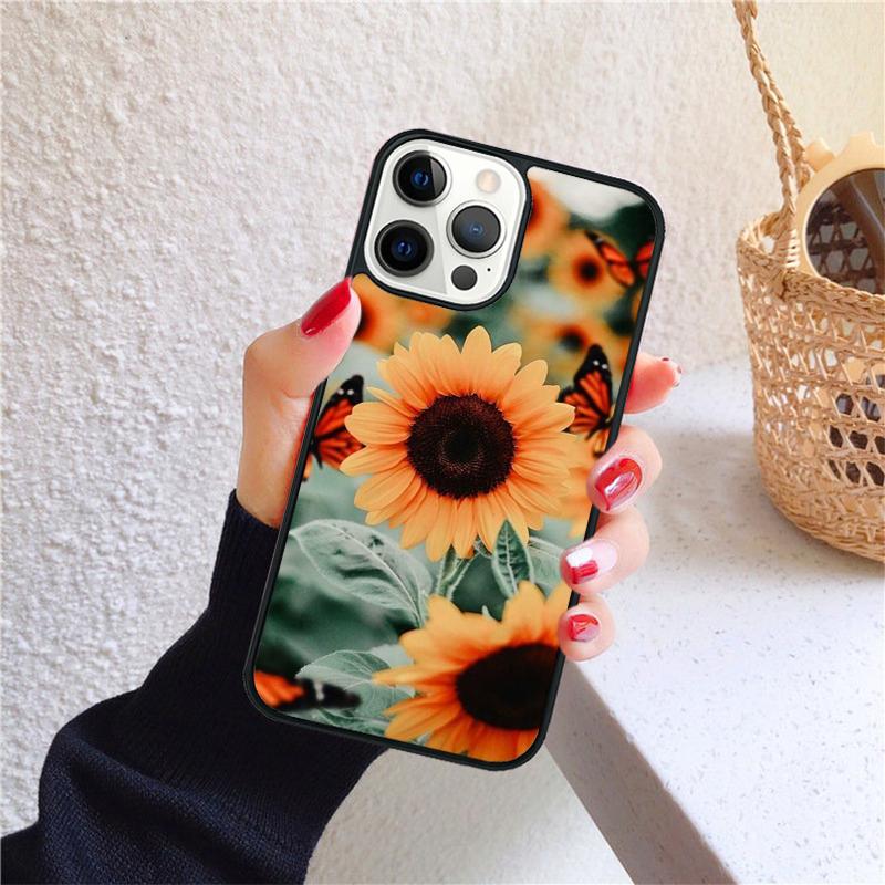 Летний чехол для телефона с подсолнухом для iPhone 17 Air 16 Coque 15 14 12 13 PLUS 11 PRO MAX Задняя крышка Fundas Shell