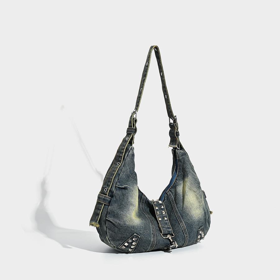 Сумка под мышкой Женская Ретро Джинсовая Сумка-тоут Американский Трендовый Сладкий и Крутой Стиль Сумка на плечо Студенческая Повседневная Сумка-кроссбоди для Поездок