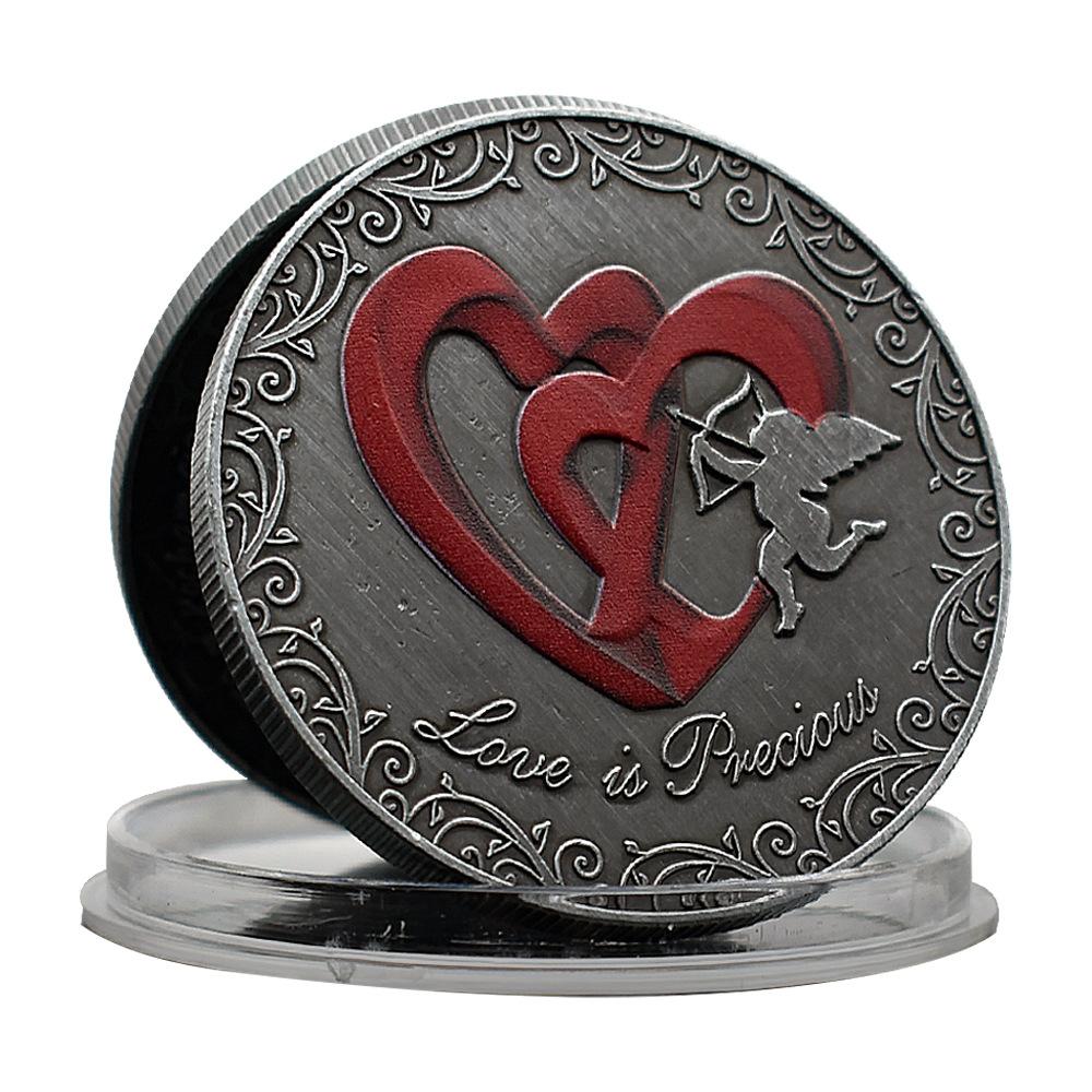 Forever Love You Love Nickel Inlaid Crystal Romantic Valentine's Day Gift Metal Medal Collectibles
