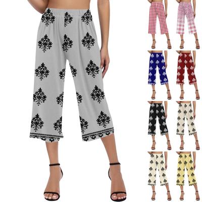 Женские повседневные брюки с принтом и высокой талией, тренировочные брюки, брюки 3/4