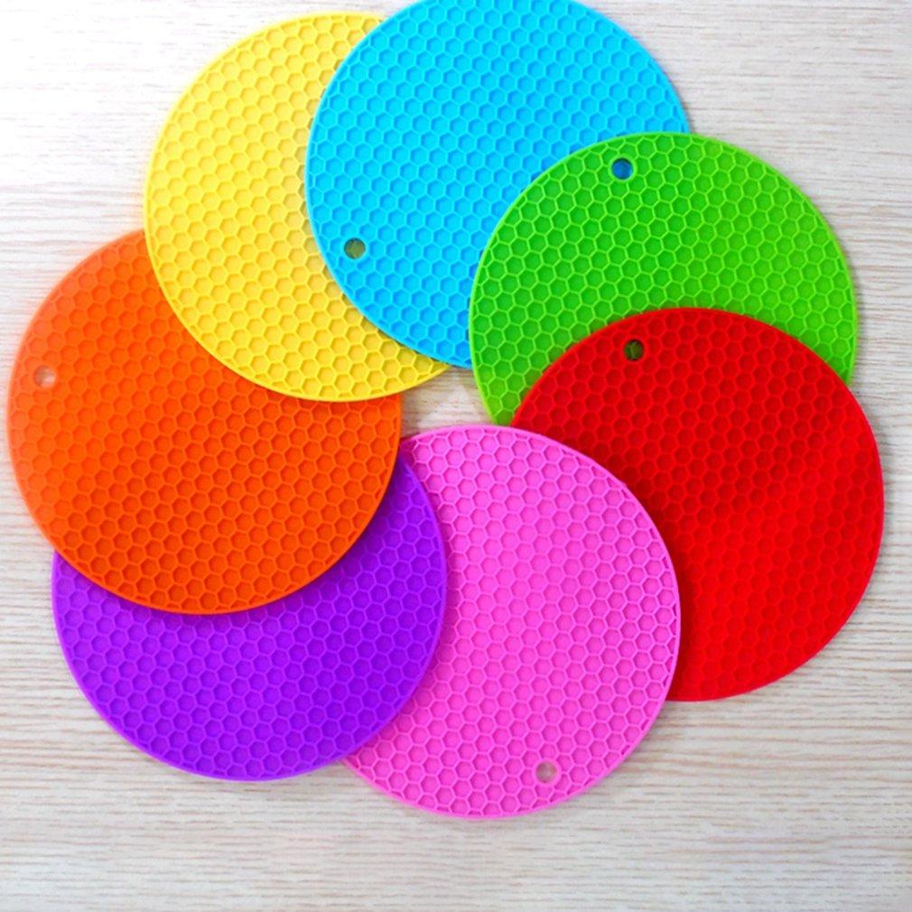 Round Insulation Silicone Mat Non-Slip Heat-Resistant Anti-Scalding Honeycomb Microwave Oven Mat Pot Holder Thicken Coasters
