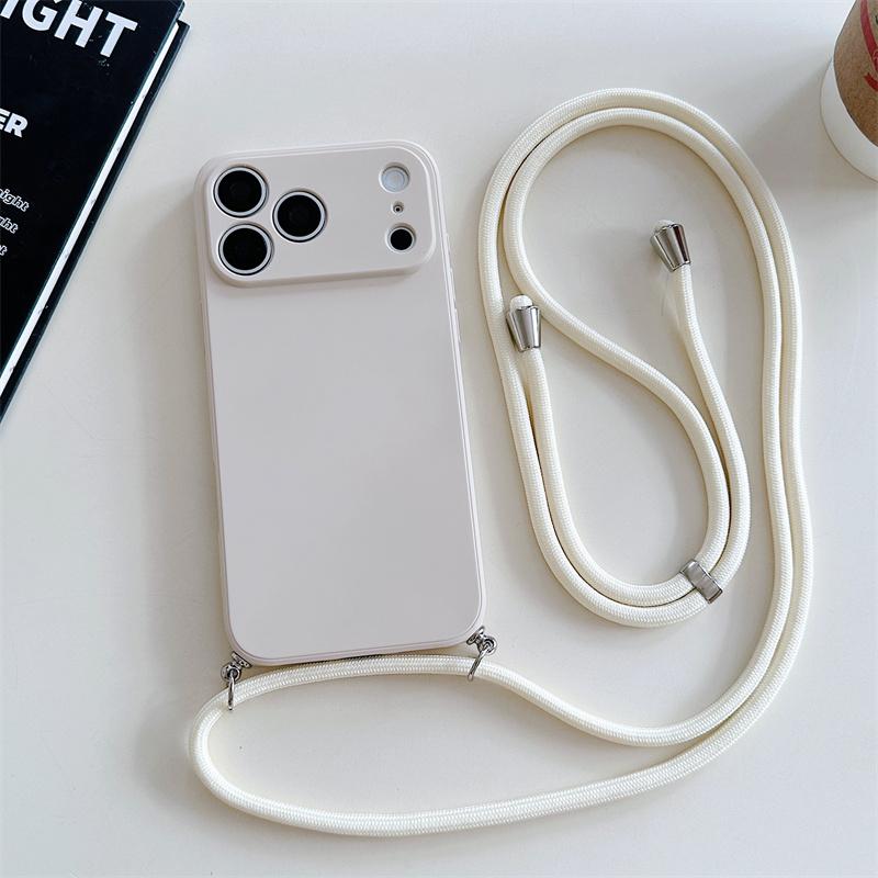Чехол-кошелек на шею однотонный для iphone 17 Air 16 15 14 Plus 13 Pro Max Роскошный ударопрочный силиконовый мягкий ТПУ задняя крышка