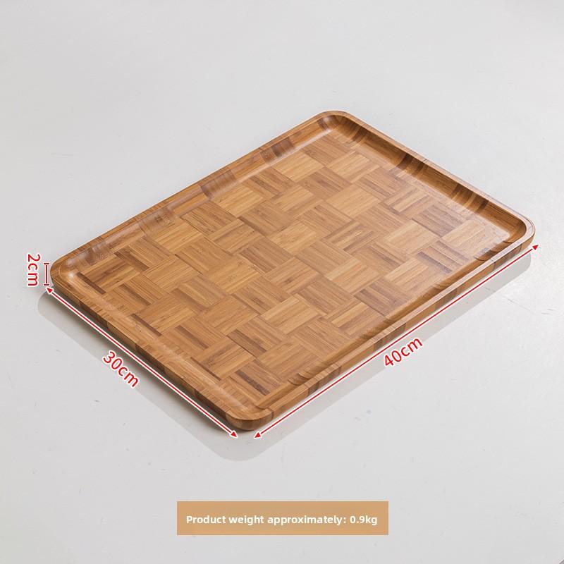 Nan Bamboo Checkered Carved Tea Tray Household Water Plate Dessert Snack Storage Tray for Restaurant Afternoon Tea
