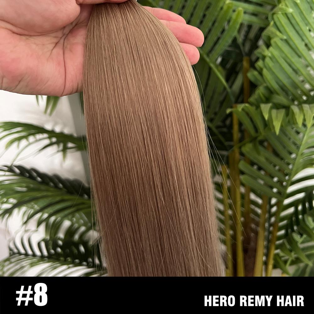 Прямые европейские натуральные человеческие волосы Hero Remy, трессы 80 г/шт., пряди с мелированием, 16-22", машинные наращивания на трессах