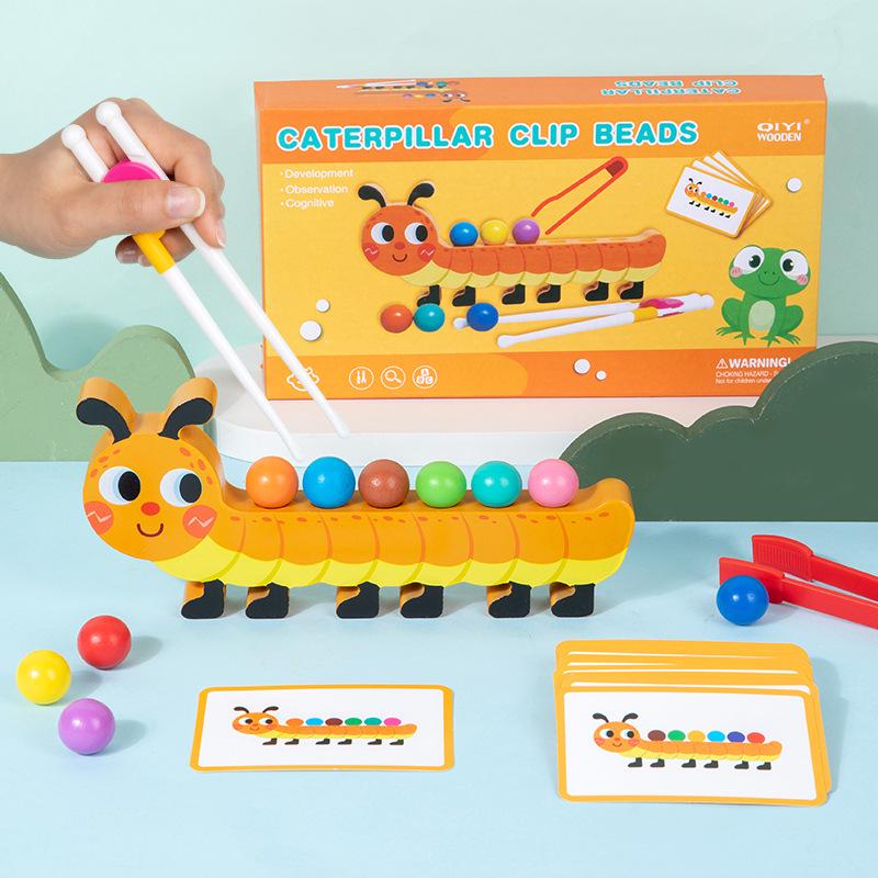 Handmade Wooden Math Clip Beads: Educational Number Matching Toy for Children