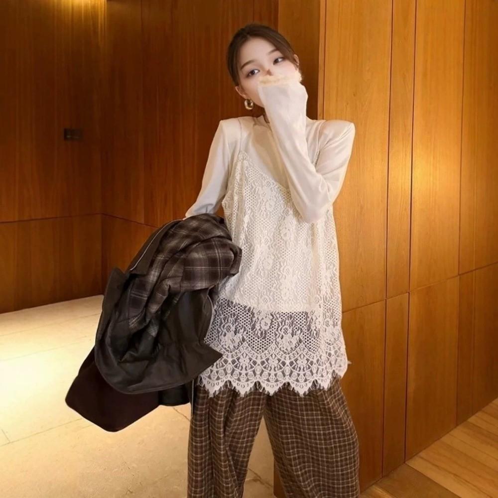 V-neck Lace Underskirt Slips Beach Wear Sling Skirt Petticoat Loose Lace Camisole Skirt Party