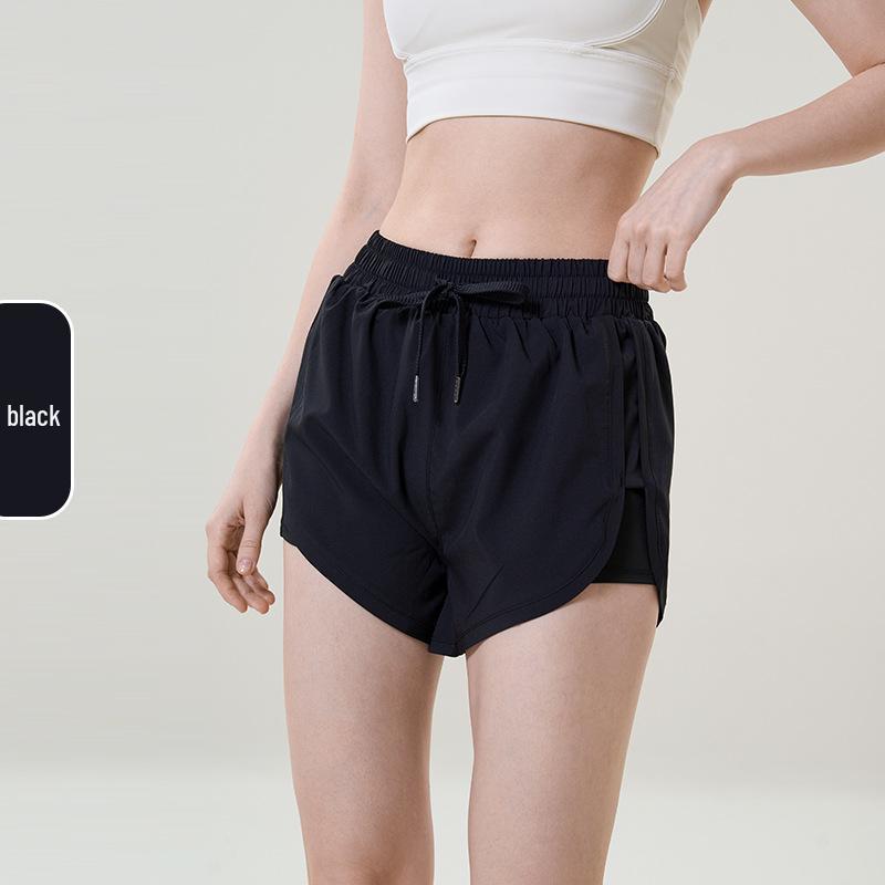 Women's Quick-Dry Two-Piece Yoga Shorts with Liner and Pockets