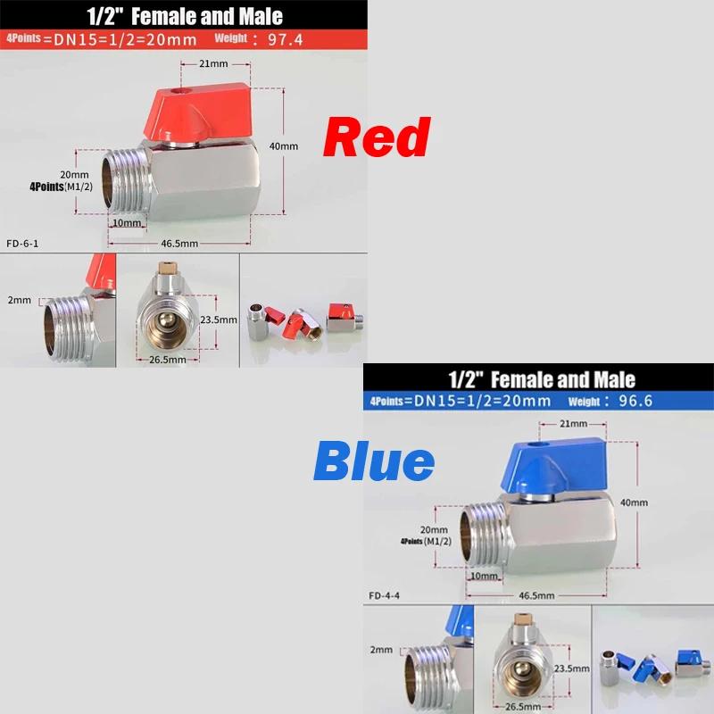 1PCS Brass Mini Ball Valve 1/8" 1/4" 3/8" 1/2" Male-Male/Female-Male/Female-Female Air Compressor Water Gas Oil Shut Off Valve
