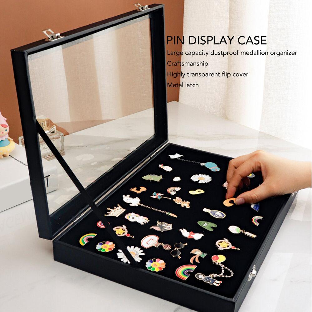 Glass Cover High-Capacity Chest Pin Display Box Medal Display Case Badge Storage Box Jewelry Case