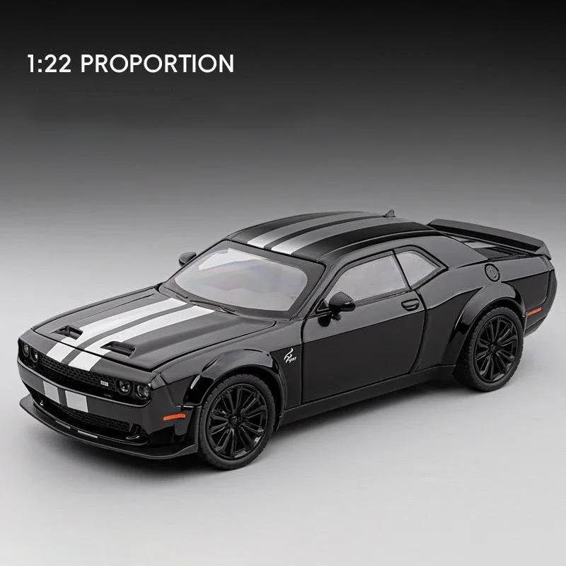 1:24 Dodge Challenger SRT Hellcat Alloy Car Model Diecasts Metal Sports Car Vehicles Model Simulation Sound Light Kids Toys Gift