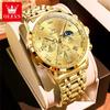 OLEVS Men's Watches Sport Fashion Fine Steel Original Brand Quartz Wristwatch for Man Roman Scale Waterproof Moon Phase Date New