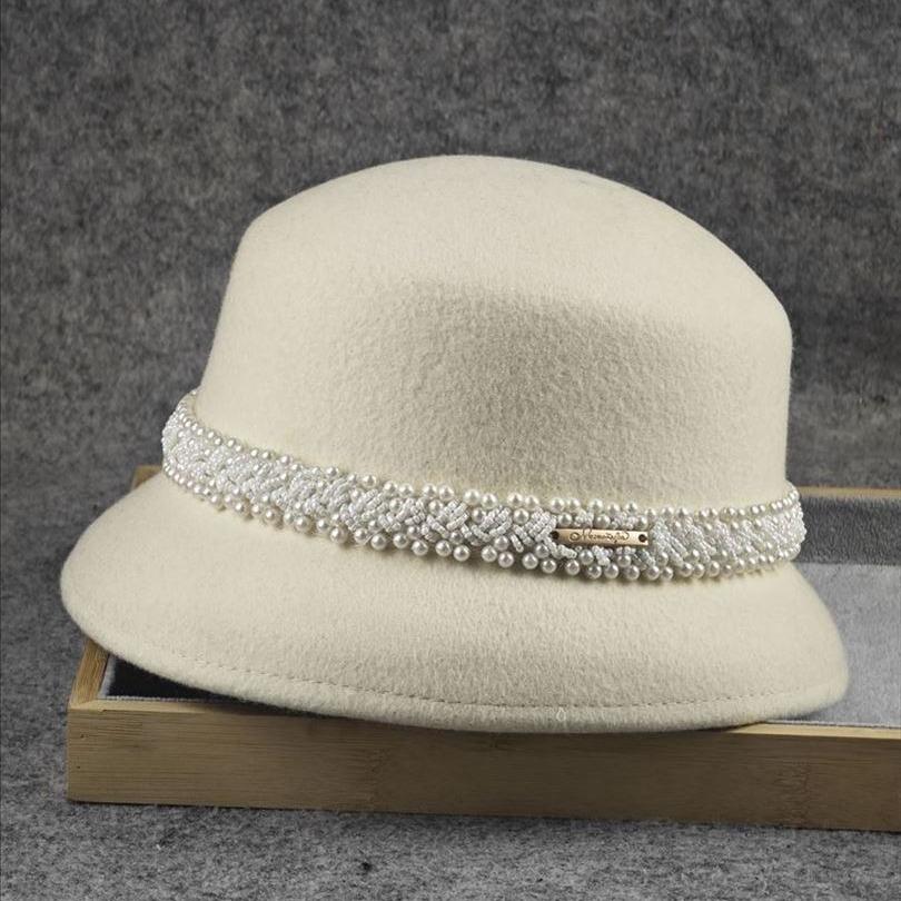 French celebrity Hepburn wind basin hat irregular brim retro elegant bucket hat autumn and winter small fragrant felt hat