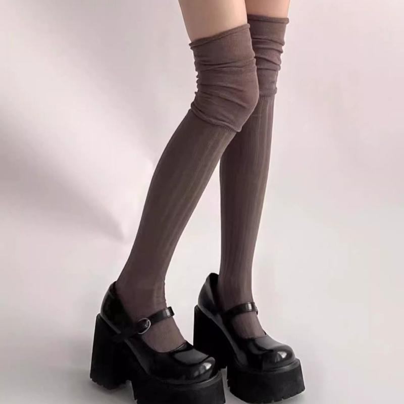 5 цветов, высокие чулки до бедра, женские длинные носки выше колена, теплые вязаные носки-ботинки, гетры, японские хлопковые леггинсы JK с высокими трубками