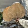 Home Decoration Rattan Fan Handmade Straw Fan Vintage Palm-Leaf Fan  Summer