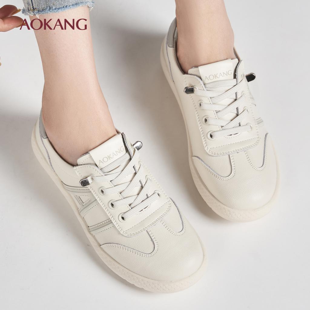 Aokang 2026 Spring New Women's Shoes Daily Casual White Shoes Soft soled Versatile Training Shoes