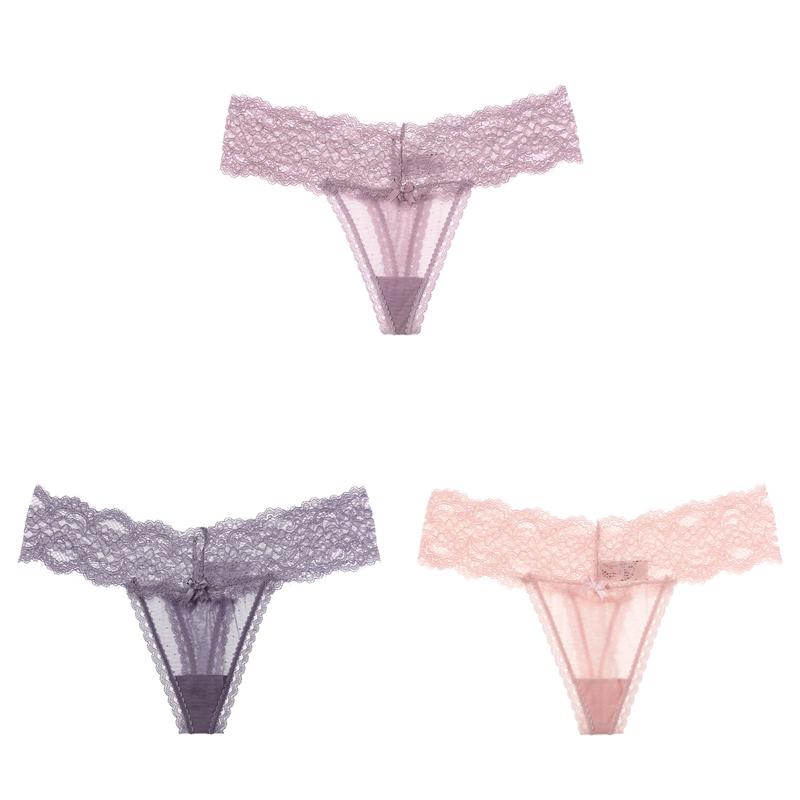 TERMEZY 3Pcs/Lot Women Sexy Panties Lace Low-waist G String Hollow Thong Pants Soft Thin Briefs Comfort Breathable Underpants