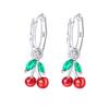 Luxury 925 Silver Santa Claus Bell Hoop Earrings Red Heart Bow Fruit Stud Earring For Women Christmas Fine Jewelry Gift
