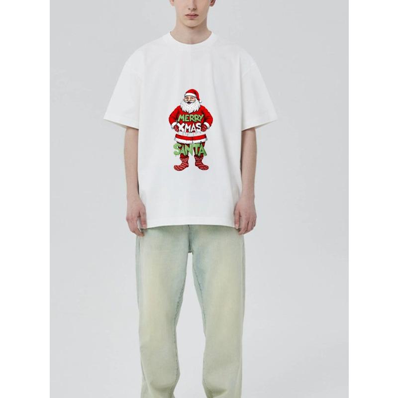 Черная футболка с принтом Merry Xmas Санта Клаус Рождественская праздничная одежда