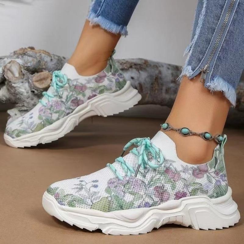 2024 Fashion Women's Sports Shoes Advanced Design Printed Breathable Lightweight Running Shoes Tennis Shoes Sports Casual Summer