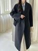 2025 Осень/Зима Женское Очень Длинное Миниатюрное Двустороннее Шерстяное Пальто Корейского Стиля с Лацканами