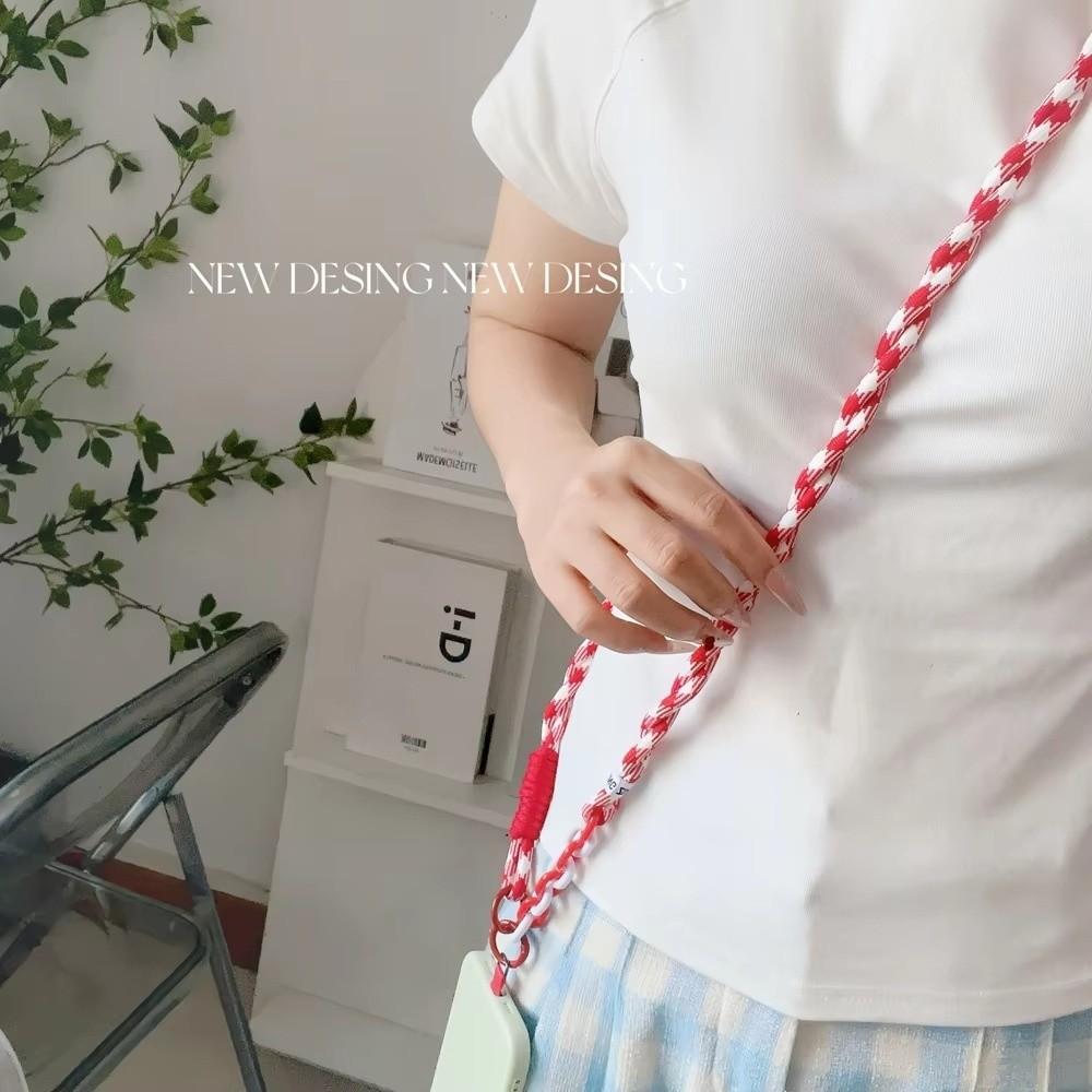 Dopamine Braided Phone Lanyard Nylon Crossbody Hanging Rope  Phone Charm Accessories