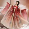 Hanfu qiz Xitoycha uslubdagi mato yozgi ko'ylak Qadimgi Tang kostyumi super peri kostyumi kichkina qizaloq suv parisi malika yubkasi ichki kiyim