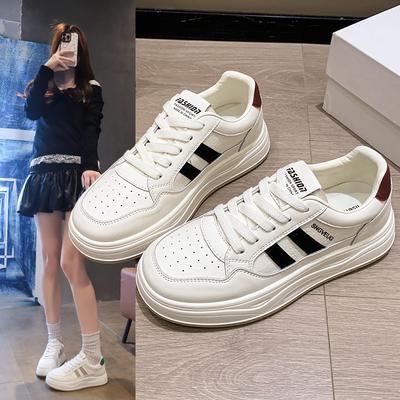 Версия из коровьей кожи~ кожаная платформа белые туфли женская обувь универсальные кеды 2025 осень новые повседневные спортивные туфли